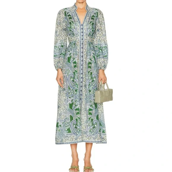 Zimmermann | Dresses | New Zimmermann Ottie Plunge Maxi Dress In Green  Paisley | Poshmark